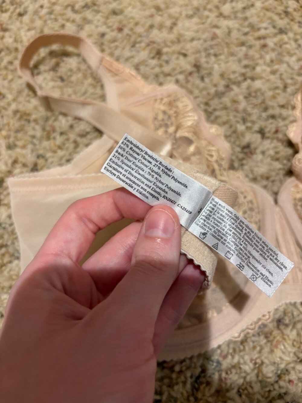 Wacoal 38D Tulip Embroidery Lace Bra Nude Tan 85702 - Picture 11 of 11